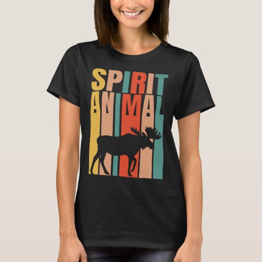 ムースは私の精神動物のレトロ Tシャツ (正面)