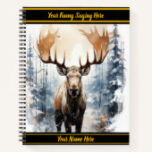 ムースは雪の多い森の中で背が高い ノートブック (正面)