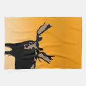 ムースアットサンセット – オリジナルワイルドライフアート キッチンタオル (横)