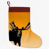 ムースアットサンセット – オリジナルワイルドライフアート スモールクリスマスストッキング (正面)