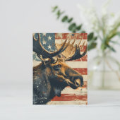 ムースアメリカ国旗のヴィンテージ ポストカード (スタンド正面)