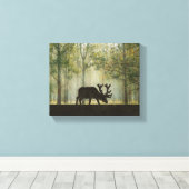 ムースインフォレストイラストレーション キャンバスプリント (インサイチュ (ウッドフロア))