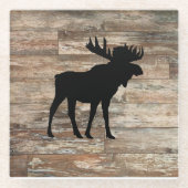 ムースウッド絵画ズ素朴スタイル ガラスコースター (正面)