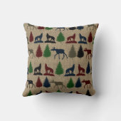 ムースウルフパインツリーバーラ素朴ッププリント クッション (裏面)