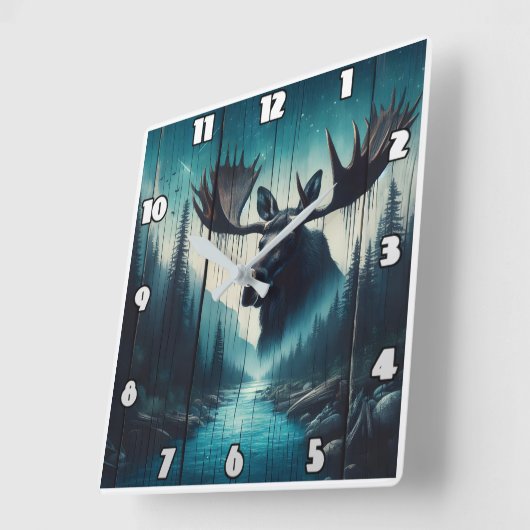 ムースオーバールー威厳のあるンセリーンリバーランドスケープ スクエア壁時計 (傾斜)