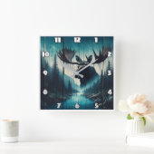 ムースオーバールー威厳のあるンセリーンリバーランドスケープ スクエア壁時計 (ホーム)