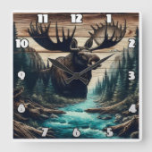 ムースオーバールー威厳のあるンセリーンリバーランドスケープ スクエア壁時計 (正面)