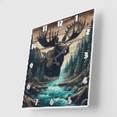 ムースオーバールー威厳のあるンセリーンリバーランドスケープ スクエア壁時計 (傾斜)