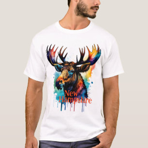 ムースカラフルウォーターカラーニューハンプシャー Tシャツ