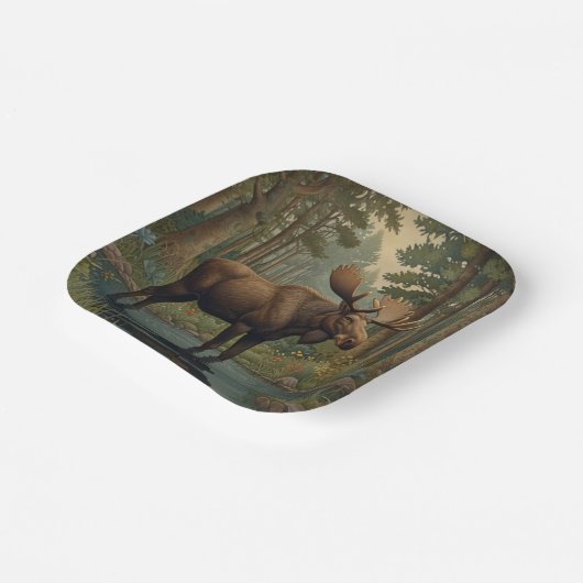 ムースクラシックボホ森林林の緑 ペーパープレート (傾斜あり)