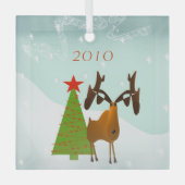 ムースクリスマスの飾り ガラスオーナメント (正面)