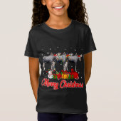 ムースクリスマスパジャマおもしろいクリスマスライト動物L Tシャツ (正面)