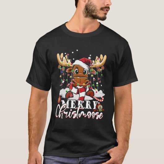 ムースクリスメリームースツリーライト醜い Tシャツ (正面)