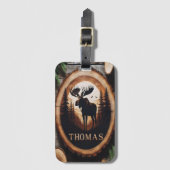 ムースシルエットウッドサイン ラゲッジタグ (正面縦)