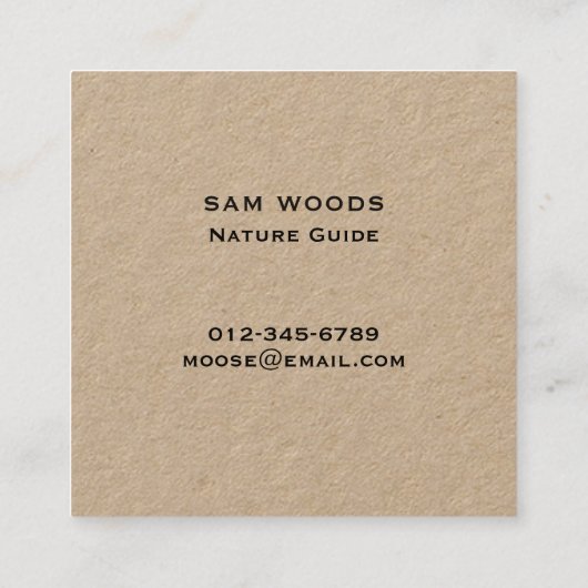 ムースシルエット |野生生物のアウトドア スクエア名刺 (裏面)