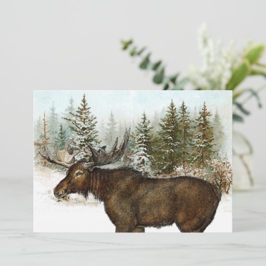 ムーススノーウィーフォレスト自然ウィンターホリデーヴィンテージ シーズンカード (スタンド正面)
