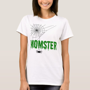 ムースターグリーンドリッピングフォントスパイダーウェブ Tシャツ