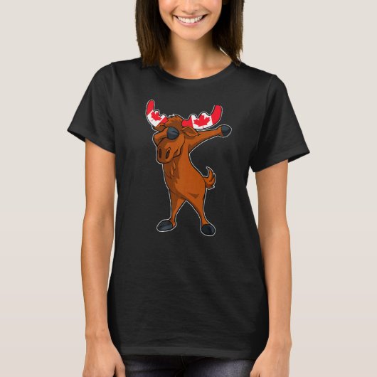 ムースダブダンスメープルリーフカナダ国旗Da Tシャツ (正面)