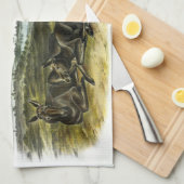 ムースディアー（ムース – Alces alces）by Audubon キッチンタオル (四つ折り)