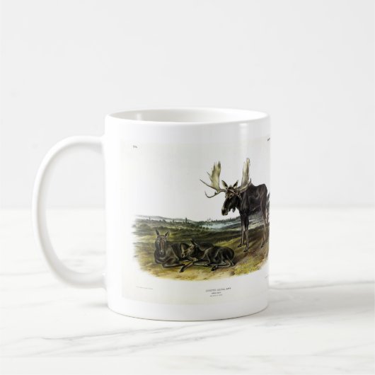 ムースディアー（ムース – Alces alces）by Audubon コーヒーマグカップ (左)