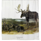 ムースディアー(ムース – Alces alces)by Audubon シャワーカーテン (正面)