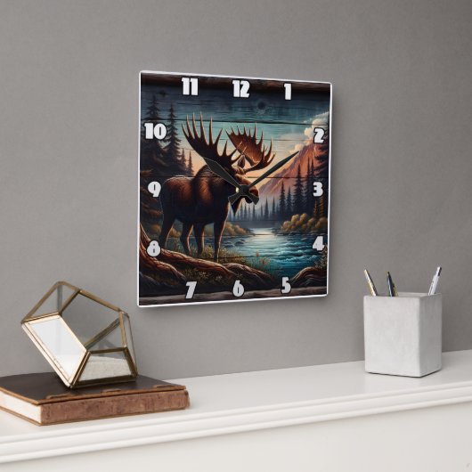 ムースバイ威厳のあるトランクルマウンテンストリーム スクエア壁時計 (オフィス)