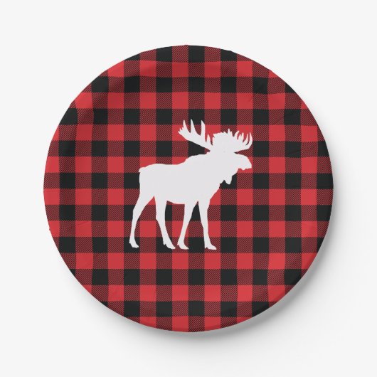 ムースバッファローチェックウィルダネスキャビン ペーパープレート (正面)