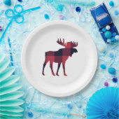ムースバッファローチェック荒野 ペーパープレート (パーティー)