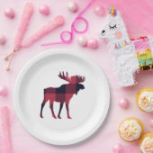 ムースバッファローチェック荒野 ペーパープレート (パーティー)