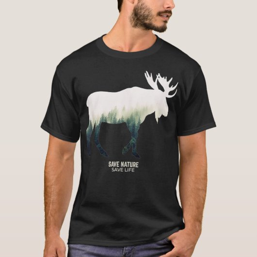 ムースフォレストアニマル自然環境ウィルダネス  Tシャツ (正面)