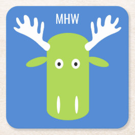 ムースヘッドアポップ・アートのートカスタムモノグラム紙コースター スクエアペーパーコースター