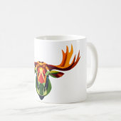 ムースヘッド幾何学模様ホワイトティー コーヒーマグカップ (正面右)