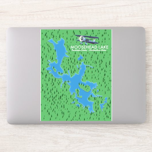 ムースヘッド湖、ピスカタキス郡地図ステッカー シール (コンピューター)