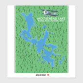 ムースヘッド湖、ピスカタキス郡地図ステッカー シール (シート)