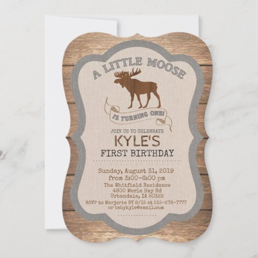 ムースボーイ1st誕生日招待状 招待状 (正面)
