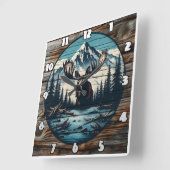 ムースポートレートアンバーマウンテンランドスケープ スクエア壁時計 (傾斜)