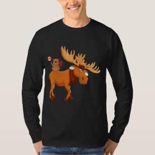ムースメープルリーフカナダ国旗を持つビーバー Tシャツ