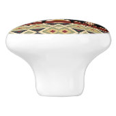 ムースワイルドライフアニマルレッドグリーンオークルイカットストライプ セラミックノブ (側面)