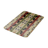 ムースワイルドライフアニマルレッドグリーンオークルイカットストライプ バスマット (アングル)