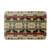 ムースワイルドライフアニマルレッドグリーンオークルイカットストライプ バスマット (正面)