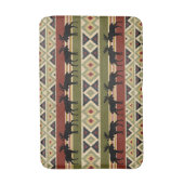 ムースワイルドライフアニマルレッドグリーンオークルイカットストライプ バスマット (正面縦)