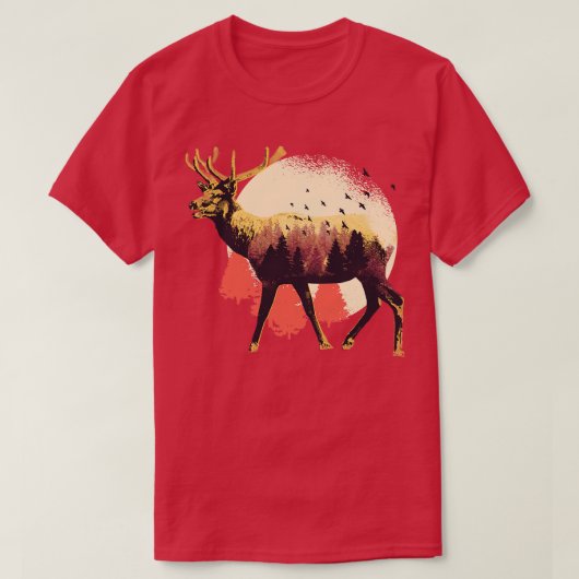 ムースワイルドライフ動物狩り鹿動物 Tシャツ (デザイン正面)