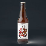 ムース付きサンタクロース – Happy Christmas ビールラベル<br><div class="desc">ムース付きサンタクロース – Happy Christmas - Prost it itバッグ!私は仕事が終わった。メリークリスマス！アクリル絵画ズバイKrisi ArtKSZP</div>