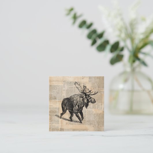 ムース図解入りの、写真付きのアートウィズ新聞紙文字スタイル エンクロージャーカード (スタンド正面)