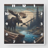 ムース威厳のあるバイトランクルリバーアットデュスク スクエア壁時計 (正面)