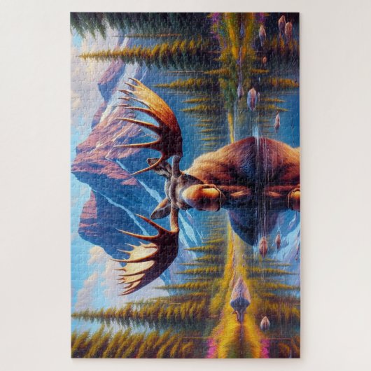 ムース威厳のあるピークスマウンテンピーク ジグソーパズル (縦)