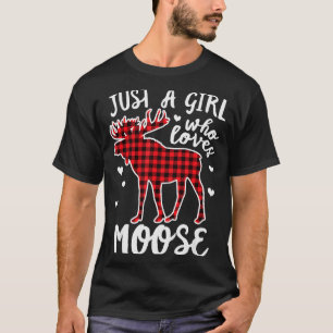 ムース柄バファローチェックのクリスマスが好きな女の子 Tシャツ