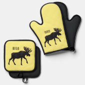 ムース漫画イラストレーション 鍋つかみ&鍋敷きセット (正面/裏面)