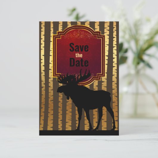 ムース素朴とゴールデン《植物》アスペンの木結婚々 セーブザデート (スタンド正面)