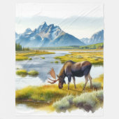 ムース素朴キャビンスタイルウォーター色 フリースブランケット (正面)